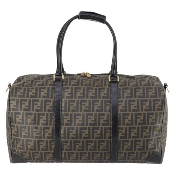 FENDI Zucca Canvas Boston Bag PVC Black Brown Auth 144233 - Picture 3 of 16